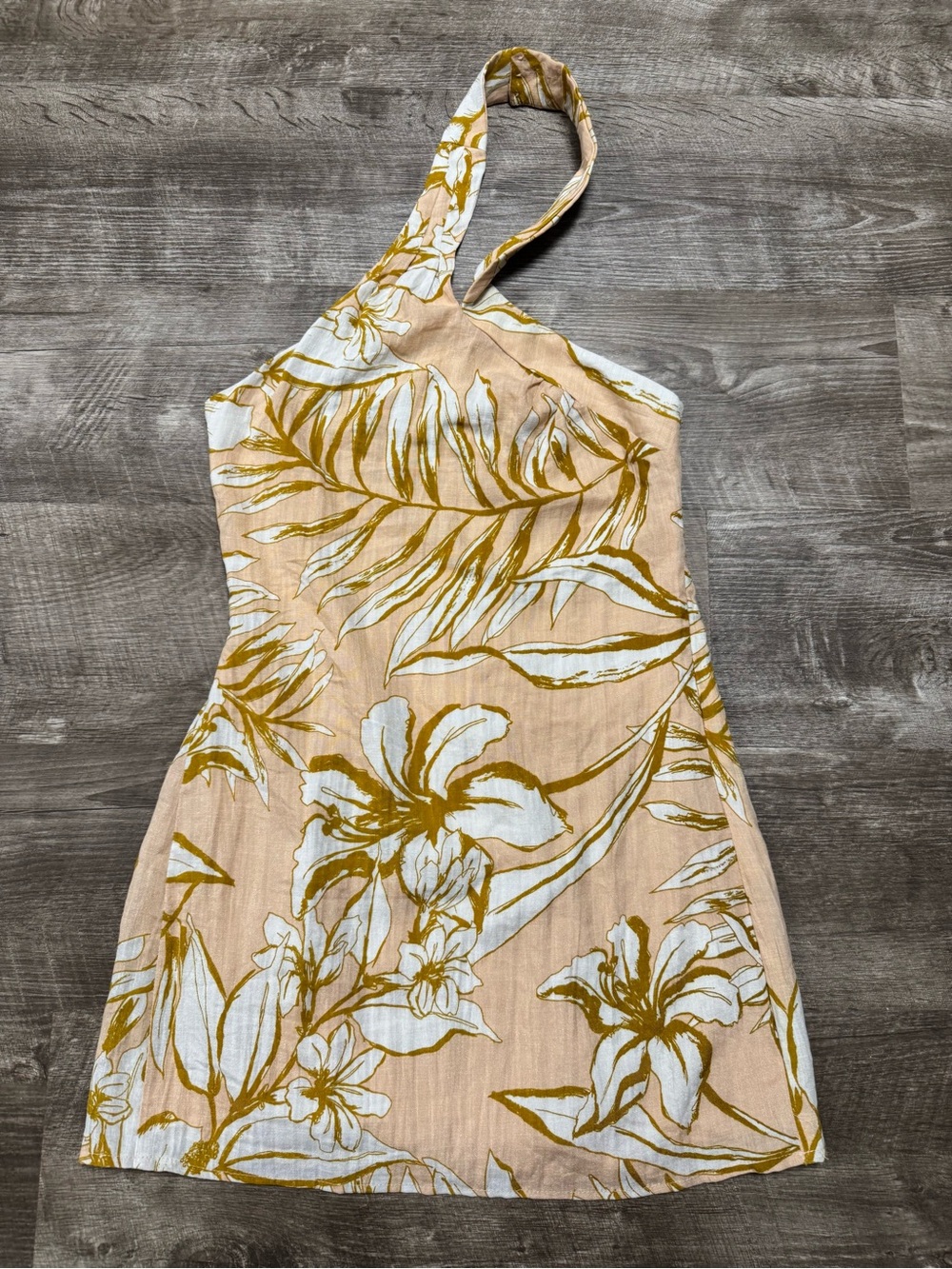 All About May Linen Blend Halter Neck Mini Dress Size 6 NWT